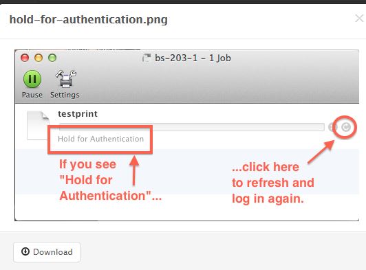Mac os printing hold for authentication